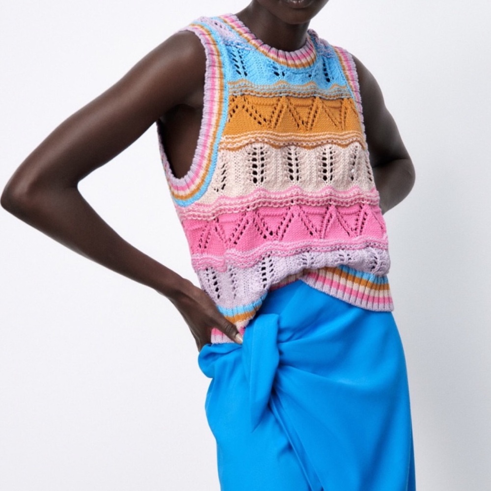 Zara multicolor crochet top